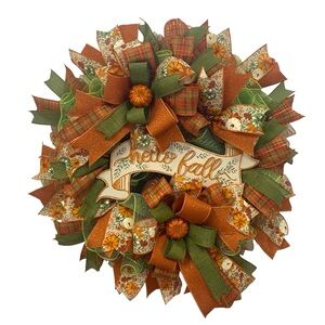 Autumn Wreath with Orange and Green Accents